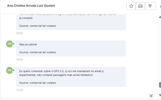 Conversa de WhatsApp sobre GPS 2.0